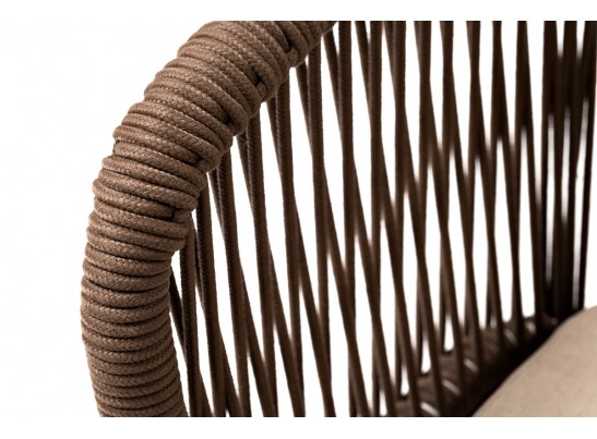 "Марсель" стул плетеный из роупа, основание дуб, роуп коричневый, ткань бежевая в Кургане