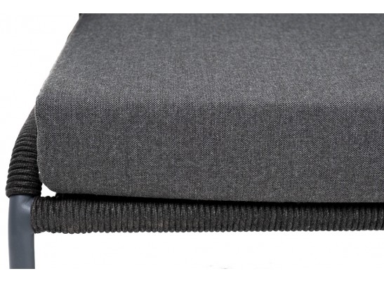 "Милан" диван 2-местный плетеный из роупа, каркас алюминий темно-серый (RAL7024) муар, роуп темно-серый круглый, ткань темно-серая 027 в Кургане