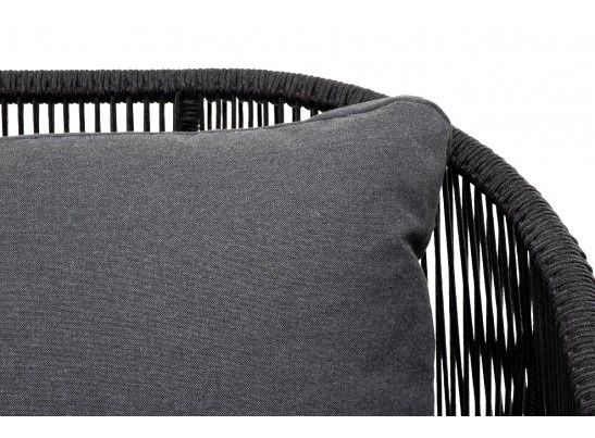 "Милан" диван 3-местный плетеный из роупа, каркас алюминий темно-серый (RAL7024) муар, роуп темно-серый круглый, ткань темно-серая 027 в Кургане