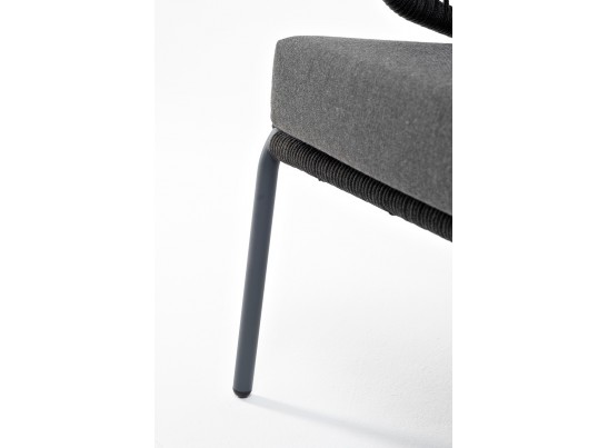 "Милан" диван 3-местный плетеный из роупа, каркас алюминий темно-серый (RAL7024) муар, роуп темно-серый круглый, ткань темно-серая 027 в Кургане