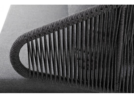 "Милан" диван 3-местный плетенный из роупа, каркас алюминий RAL7024, роуп темно-серый кругл, ткань темно-серая в Кургане