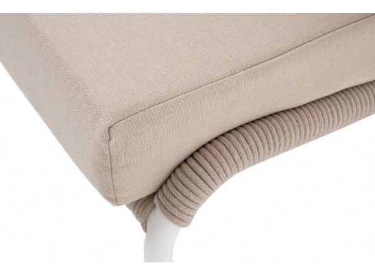 "Милан" кресло плетеное из роупа, каркас алюминий белый, роуп бежевый, ткань бежевая в Кургане