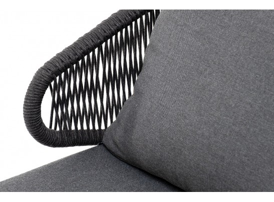 "Милан" кресло плетеное из роупа, каркас алюминий темно-серый (RAL7024) муар, роуп темно-серый круглый, ткань темно-серая 027 в Кургане