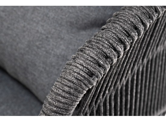 "Милан" кресло плетенное из роупа, каркас алюминий RAL7024, роуп темно-серый кругл, ткань темно-серая в Кургане