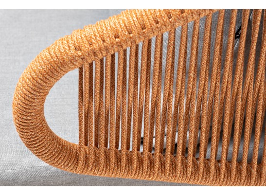 "Милан" кресло плетеное из роупа, каркас алюминий светло-серый (RAL7035) муар, роуп оранжевый меланж круглый, ткань светло-серая в Кургане