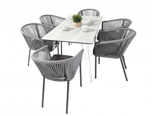 "Милан" обеденная группа на 6 персон, цвет светло-серый с темным каркасом в Кургане
