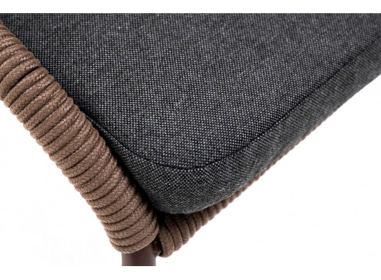 "Милан" стул плетеный из роупа, каркас алюминий коричневый, роуп коричневый, ткань темно-серая в Кургане