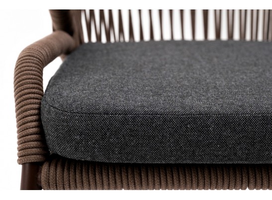 "Милан" стул плетеный из роупа, каркас алюминий коричневый, роуп коричневый, ткань темно-серая в Кургане