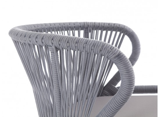 "Милан" стул плетеный из роупа, каркас алюминий белый, роуп светло-серый, ткань Neo Ash в Кургане
