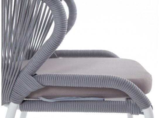 "Милан" стул плетеный из роупа, каркас алюминий белый, роуп светло-серый, ткань Neo Ash в Кургане