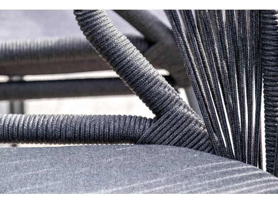 "Милан" стул плетеный из роупа, каркас алюминий темно-серый (RAL7024) шагрень, роуп темно-серый круглый, ткань темно-серая в Кургане