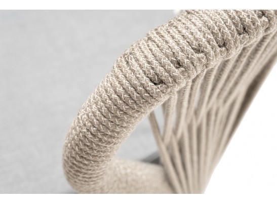 "Милан" стул плетеный из роупа, каркас алюминий светло-серый (RAL7035) муар, роуп серый меланж круглый, ткань светло-серая в Кургане