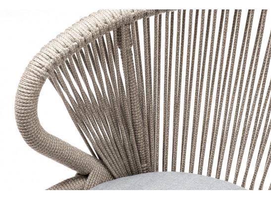 "Милан" стул плетеный из роупа, каркас алюминий светло-серый (RAL7035) муар, роуп серый меланж круглый, ткань светло-серая в Кургане