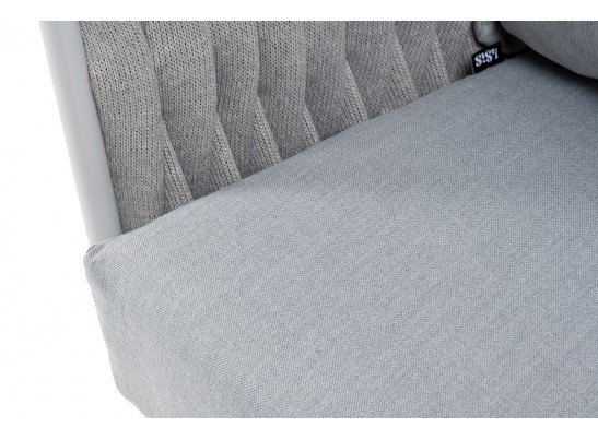 "Монако" диван 2-местный плетеный из роупа, каркас алюминий светло-серый (RAL7035) муар, роуп светло-серый 40 мм, ткань светло-серая в Кургане