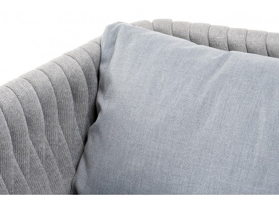 "Монако" диван 2-местный плетеный из роупа, каркас алюминий светло-серый (RAL7035) муар, роуп светло-серый 40 мм, ткань светло-серая в Кургане