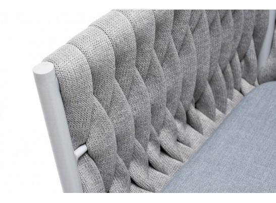 "Монако" стул плетеный из роупа, каркас алюминий светло-серый, роуп светло-серый, ткань светло-серая в Кургане