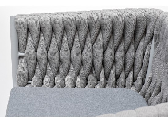 "Монако" стул плетеный из роупа, каркас алюминий светло-серый, роуп светло-серый, ткань светло-серая в Кургане