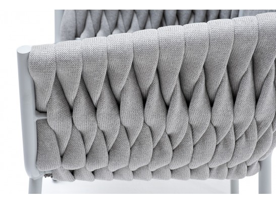 "Монако" стул плетеный из роупа, каркас алюминий светло-серый, роуп светло-серый, ткань светло-серая в Кургане