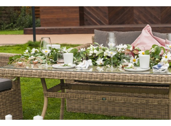 "Латте" плетеный стол из искусственного ротанга 160х90см, цвет соломенный в Кургане