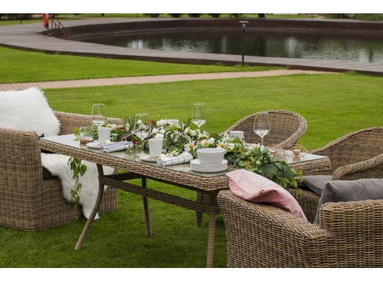 "Латте" плетеный стол из искусственного ротанга 200х90см, цвет соломенный в Кургане