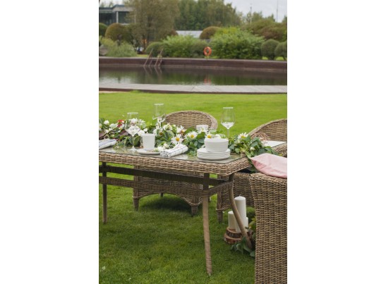 "Латте" плетеный стол из искусственного ротанга 200х90см, цвет соломенный в Кургане