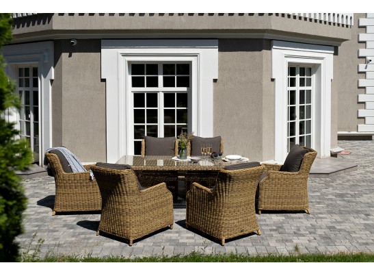 "Неаполь" обеденная группа плетеная из искусственного ротанга, цвет соломенный в Кургане