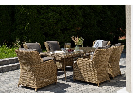 "Неаполь" обеденная группа плетеная из искусственного ротанга, цвет соломенный в Кургане