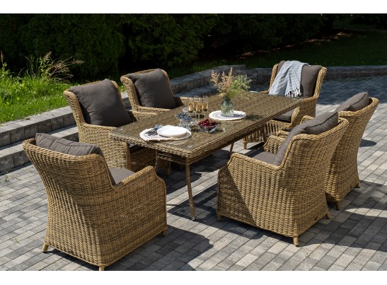 "Неаполь" обеденная группа плетеная из искусственного ротанга, цвет соломенный в Кургане
