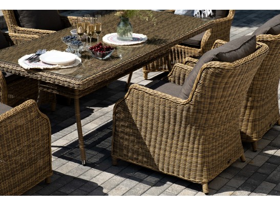"Неаполь" обеденная группа плетеная из искусственного ротанга, цвет соломенный в Кургане