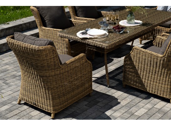 "Неаполь" обеденная группа плетеная из искусственного ротанга, цвет соломенный в Кургане