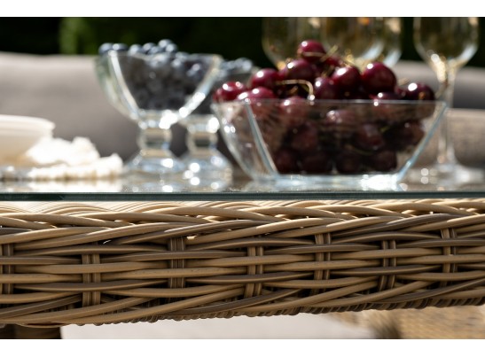 "Неаполь" обеденная группа плетеная из искусственного ротанга, цвет соломенный в Кургане