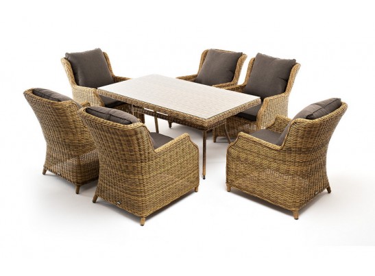 "Неаполь" обеденная группа плетеная из искусственного ротанга, цвет соломенный в Кургане