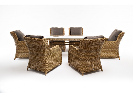 "Неаполь" обеденная группа плетеная из искусственного ротанга, цвет соломенный в Кургане