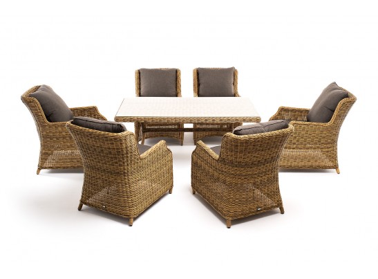 "Неаполь" обеденная группа плетеная из искусственного ротанга, цвет соломенный в Кургане