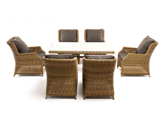 "Неаполь" обеденная группа плетеная из искусственного ротанга, цвет соломенный в Кургане
