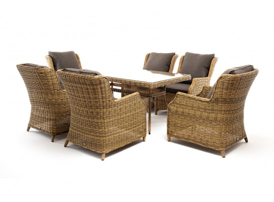 "Неаполь" обеденная группа плетеная из искусственного ротанга, цвет соломенный в Кургане