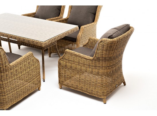"Неаполь" обеденная группа плетеная из искусственного ротанга, цвет соломенный в Кургане