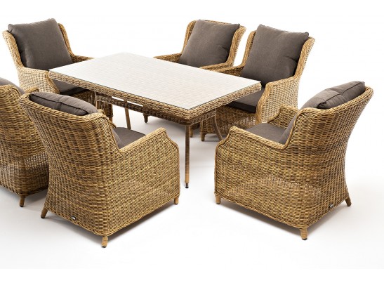 "Неаполь" обеденная группа плетеная из искусственного ротанга, цвет соломенный в Кургане