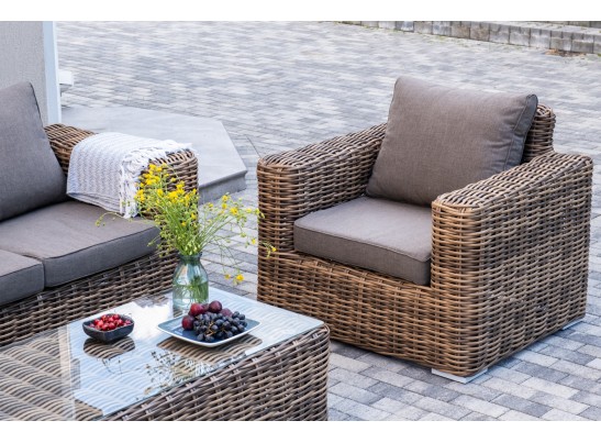 "Палермо" лаунж-зона из искусственного ротанга, цвет соломенный в Кургане