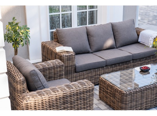 "Палермо" лаунж-зона из искусственного ротанга, цвет соломенный в Кургане