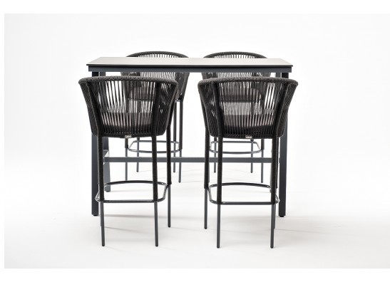 "Рио" барный комплект на 4 персоны, стол HPL "серый гранит", цвет темно-серый в Кургане