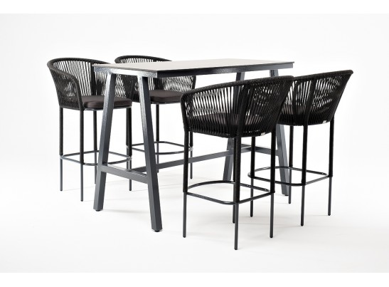 "Рио" барный комплект на 4 персоны, стол HPL "серый гранит", цвет темно-серый в Кургане