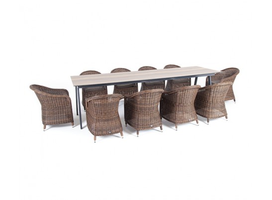 "Рио" обеденная группа на 10 персон, стол HPL "дуб", цвет коричневый в Кургане