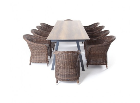 "Рио" обеденная группа на 10 персон, стол HPL "дуб", цвет коричневый в Кургане