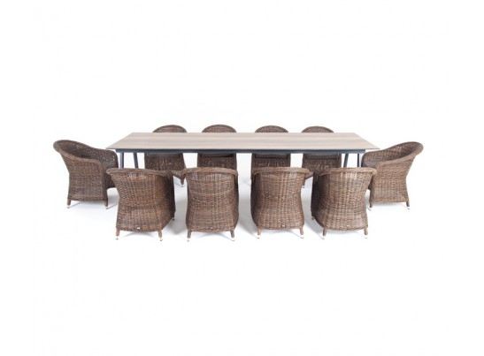 "Рио" обеденная группа на 10 персон, стол HPL "дуб", цвет коричневый в Кургане