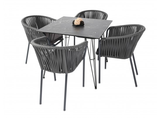 "Руссо" обеденный стол из HPL квадратный 90х90см, цвет "черный мрамор" в Кургане