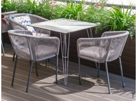 "Руссо" обеденный стол из HPL квадратный 90х90см, цвет светло-серый в Кургане