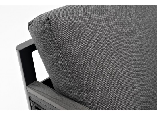 "Сан Ремо" диван 2-местный плетеный из роупа, каркас алюминий темно-серый, роуп серый, ткань серая в Кургане