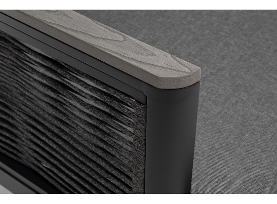 "Сан Ремо" диван 2-местный плетеный из роупа, каркас алюминий темно-серый, роуп серый, ткань серая в Кургане