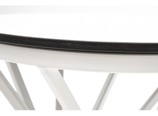 "Сантьяго" журнальный стол из HPL круглый Ø40 H55, каркас из стали белый, цвет столешницы "молочный" в Кургане